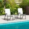 2 Folding Patio Chairs with Backrest and Armrest Metal Frame for Garden and Camping Use